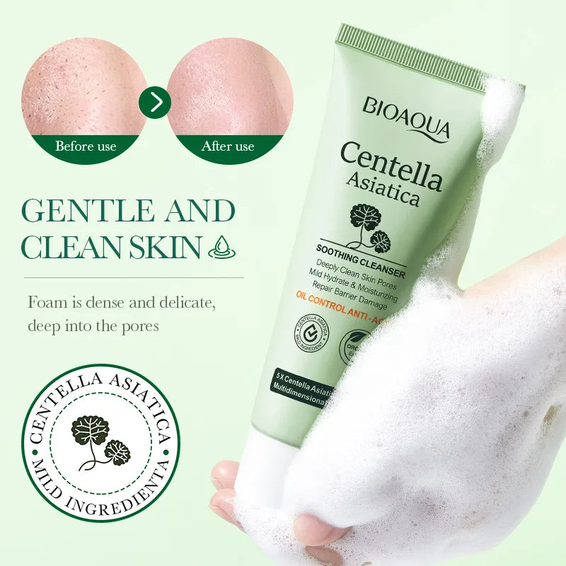 BIOAQUA Centella Asiatica Facial Cleanser – Moisturizing & Oil Control Face Wash Foam