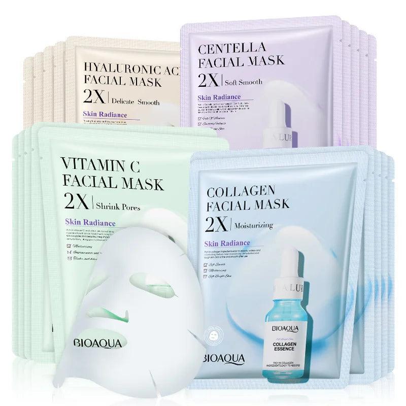 BIOAQUA Centella Collagen Face Masks (20pcs) – Hydrating & Skin Repair Sheet Mask